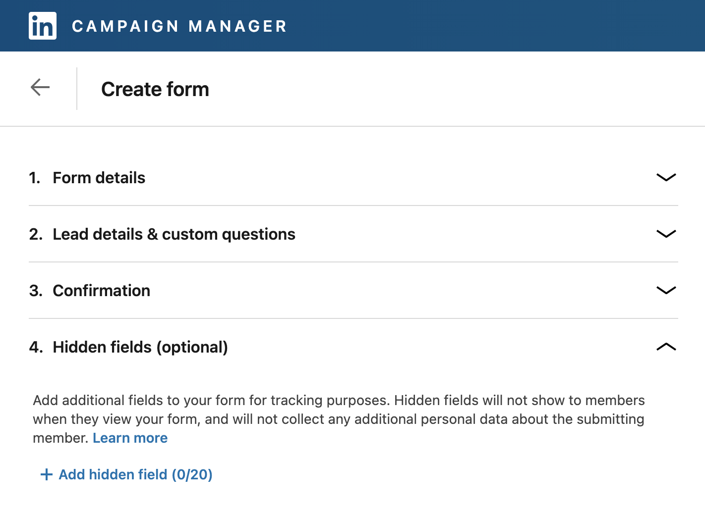 A digital marketing agency shows how to set up hidden fields in LinkedIn Lead Gen form