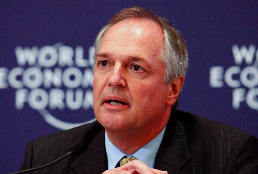 Paul Polman answers a question at the World Economic Forum
