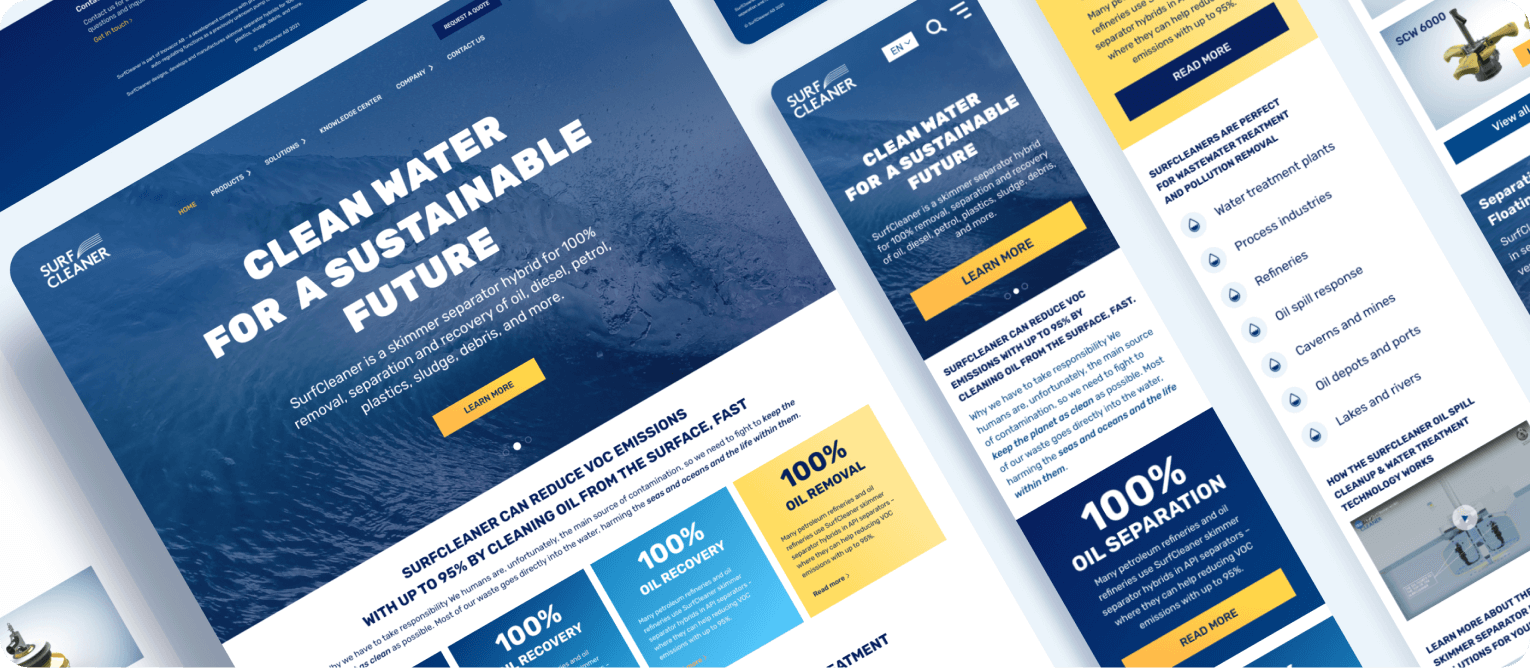 A custom website builder for SurfCleaner