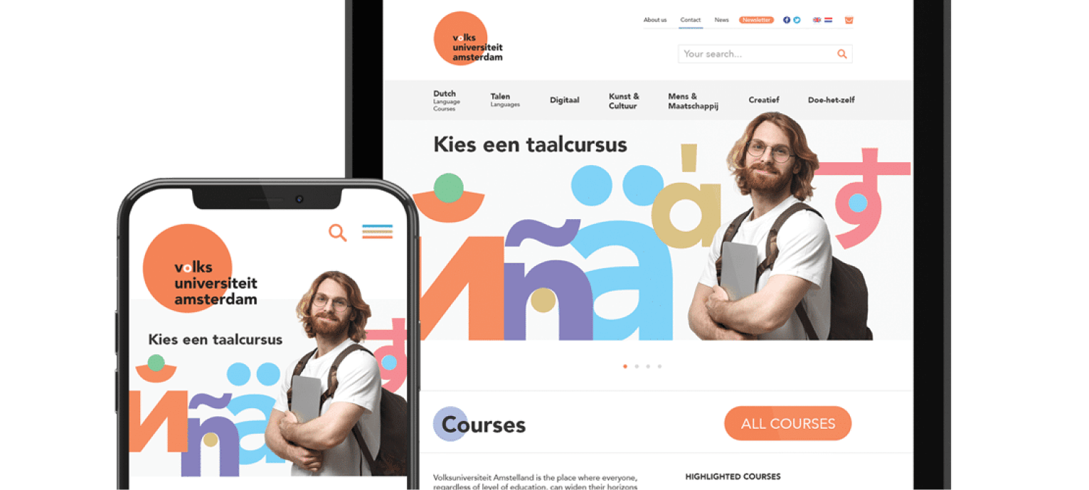 Responsive design for Volksuniversiteit Amsterdam website