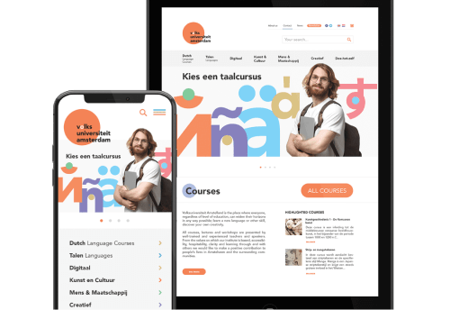 Responsive design for Volksuniversiteit Amsterdam website